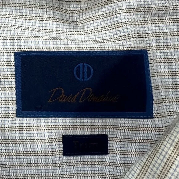 David Donahue Men’s Long Sleeve Button Up Dress Shirt Size XL | White / Brown - Picture 4 of 5